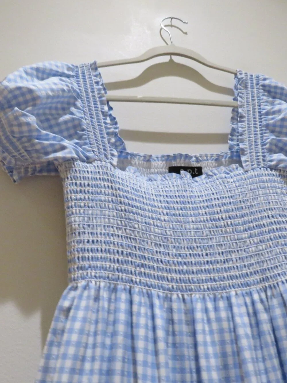 O.P.T Daphne Gingham Smocked Tiered Midi Dress Medium Trad Wife Cottagecore - Picture 12 of 16